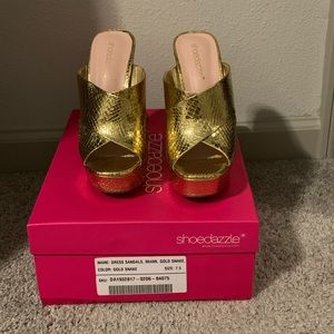 Golden Mules. Never worn